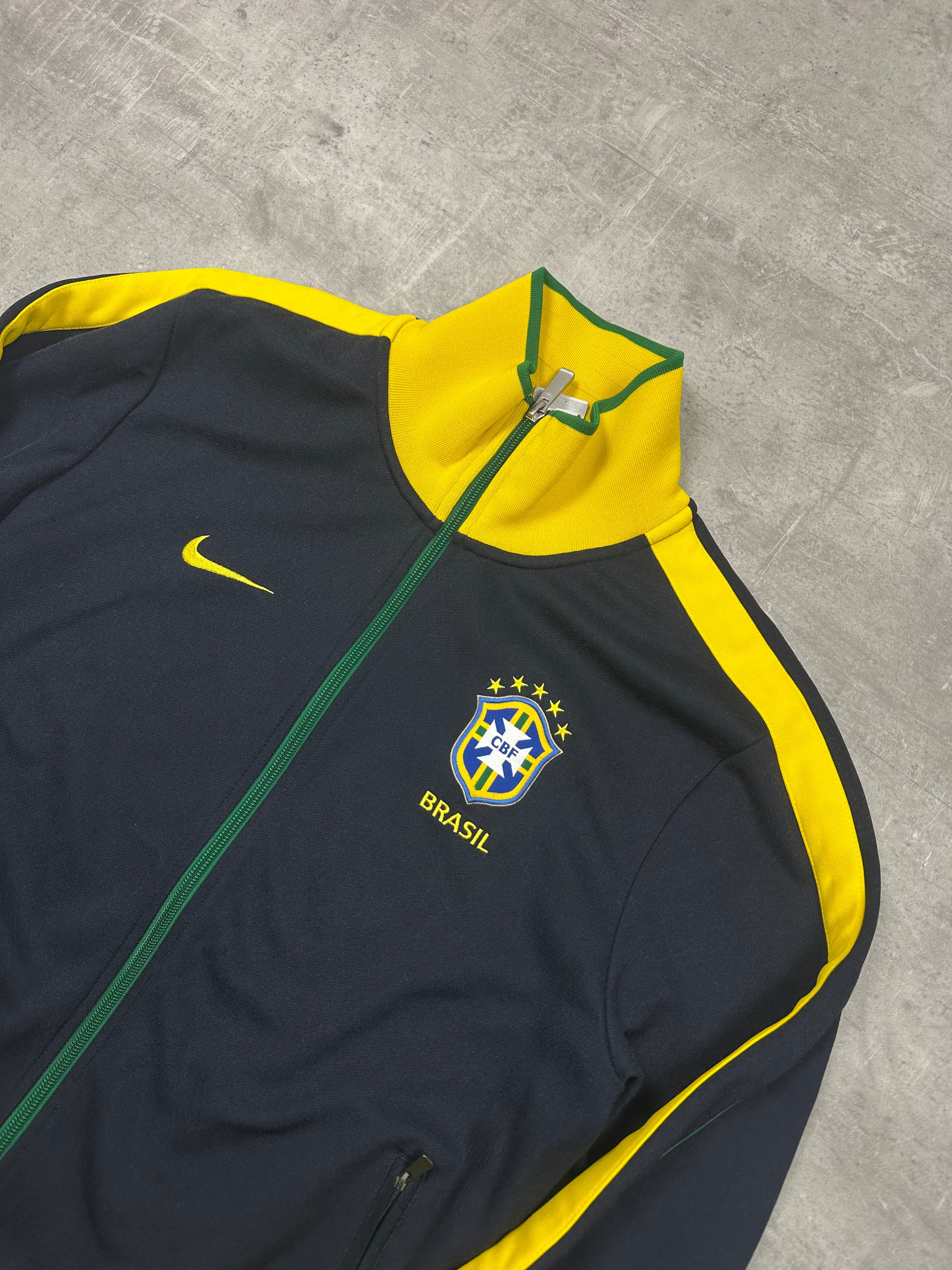 BLACK/YELLOW NIKE BRAZIL TRACK JACKET - 2000s - M/L