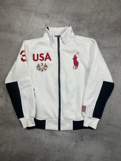 WHITE/RED POLO RALPH LAUREN ZIP SWEATSHIRT - M/L