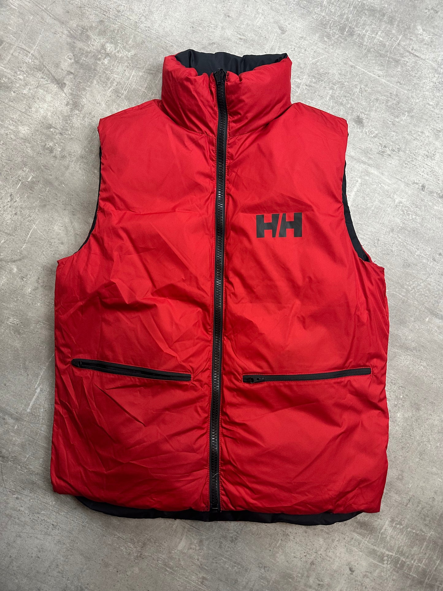 BLACK/RED VINTAGE HELLY HANSEN DOWN PUFFER REVERSIBLE VEST - 2000s - L