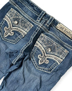 BLUE VINTAGE ROCK REVIVAL EMBROIDERY BOOTCUT DENIM (W)