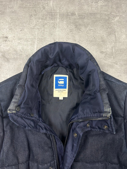 NAVY VINTAGE G-STAR DOWN PUFFER DENIM JACKET - 2000s - M/L