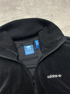 BLACK VINTAGE ADIDAS FIREBIRD VELOUR TRACKJACKET - 2000s - S/M