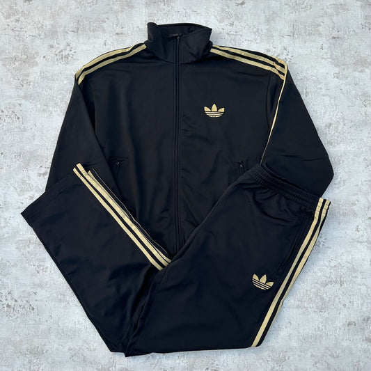 BLACK/GOLD ADIDAS VINTAGE FIREBIRD TRACKSUIT - 2000s - L