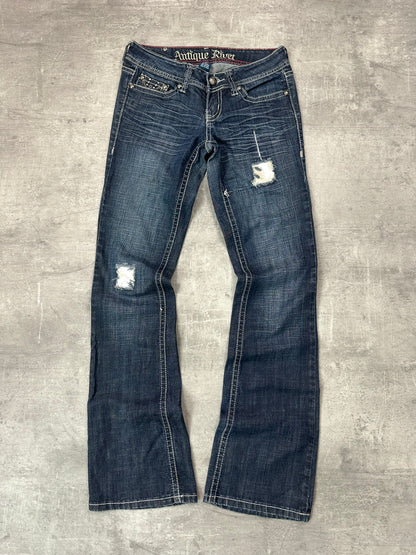 NAVY VINTAGE Y2K MISS ME STYLE BOOTCUT DENIM - 2000s - S