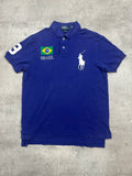NAVY POLO RALPH LAUREN BIG PONY BRAZIL POLO SHIRT - L