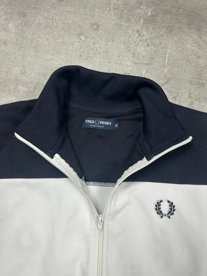 NAVY/WHITE FRED PERRY ZIP TRACKJACKET - M