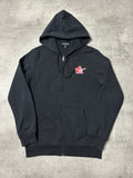 BLACK/RED VINTAGE TRUE RELIGION ZIP HOODIE - S/M