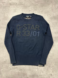 NAVY/BLACK VINTAGE G-STAR KNIT SWEATSHIRT - 2000s - M