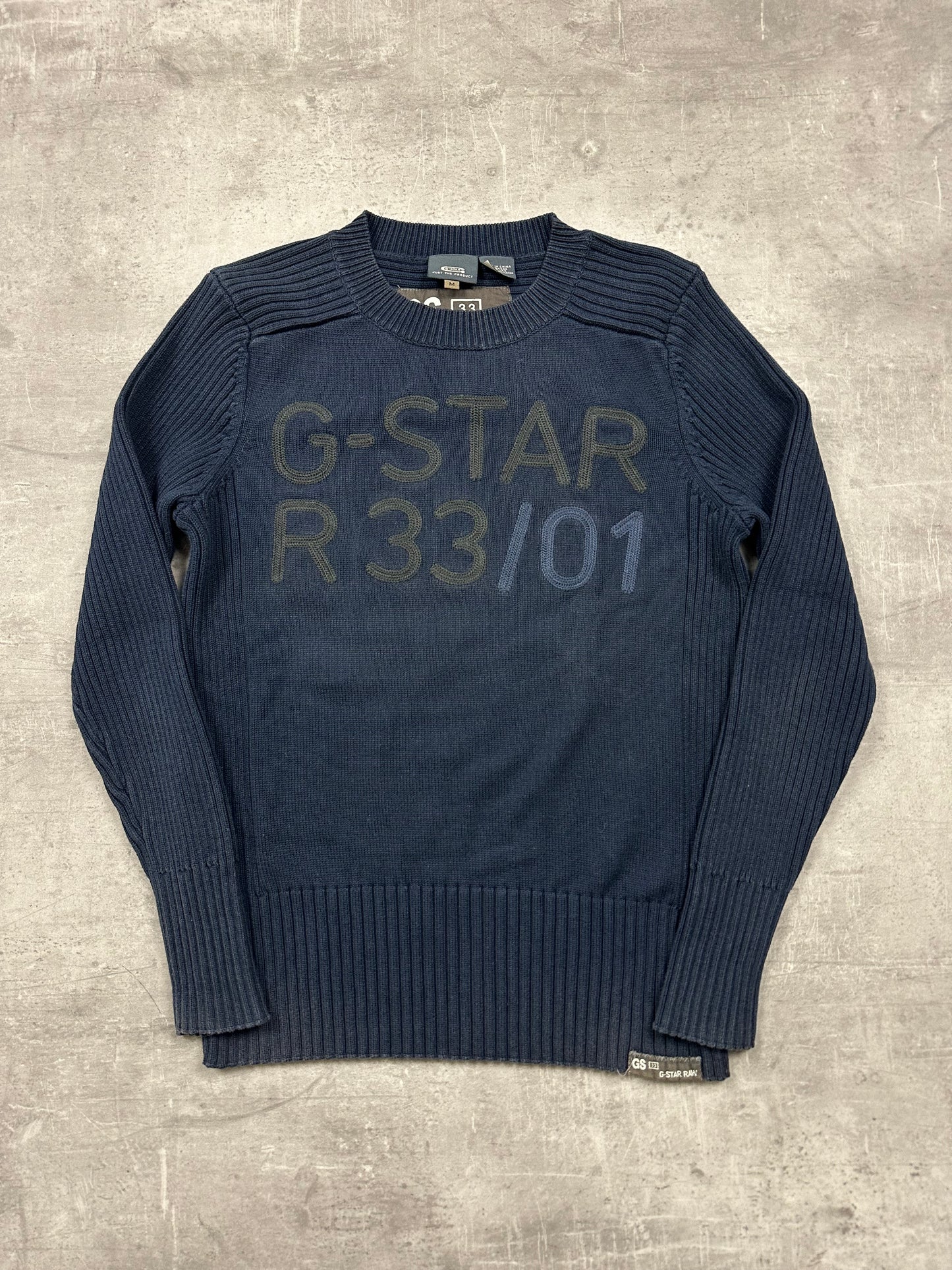 NAVY/BLACK VINTAGE G-STAR KNIT SWEATSHIRT - 2000s - M
