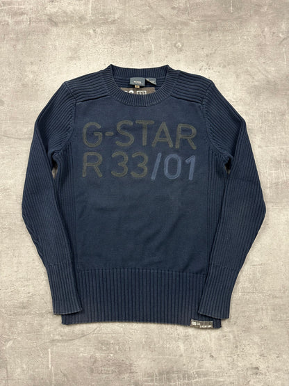 NAVY/BLACK VINTAGE G-STAR KNIT SWEATSHIRT - 2000s - M