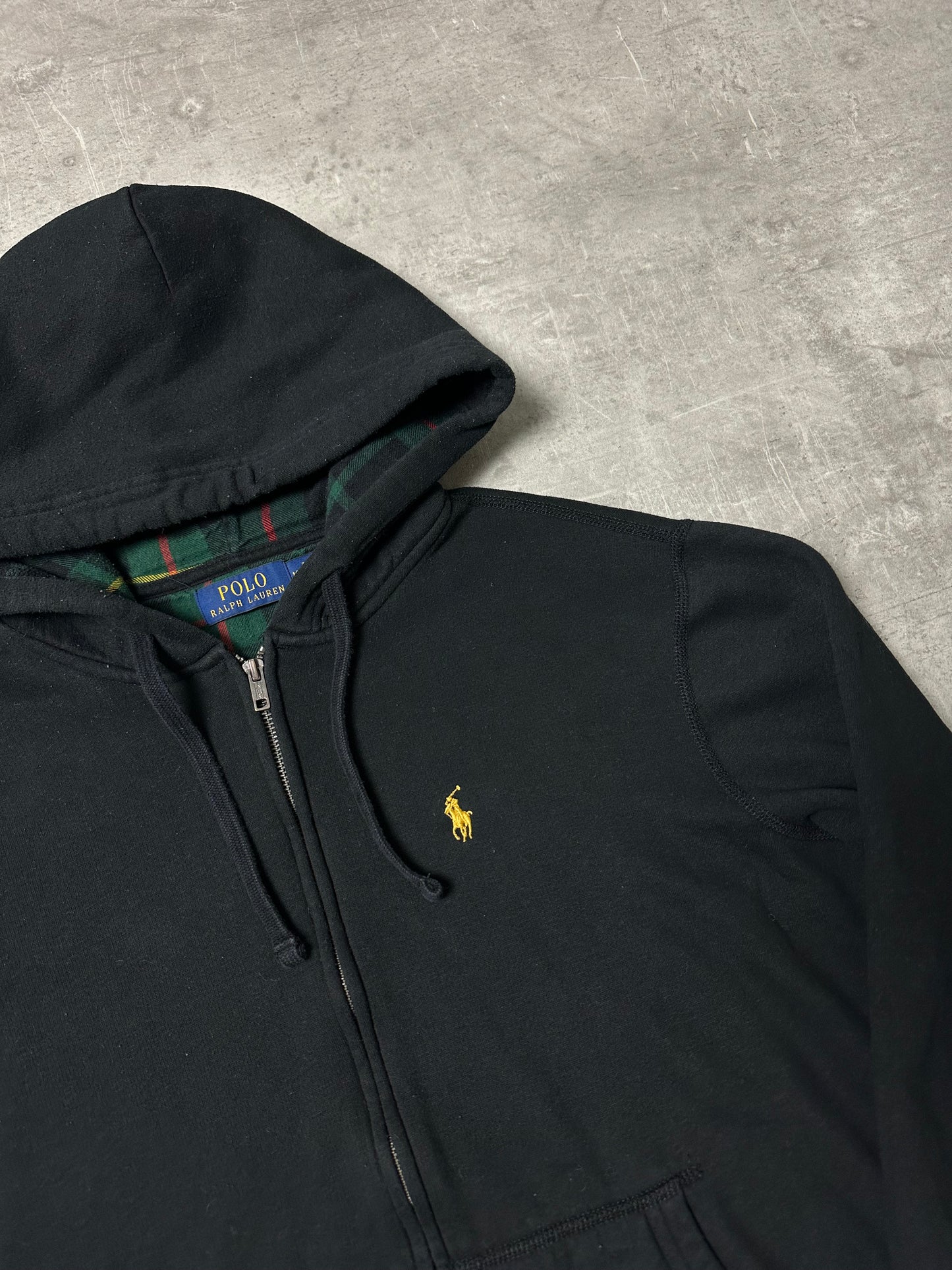 BLACK POLO RALPH LAUREN ZIP HOODIE - M