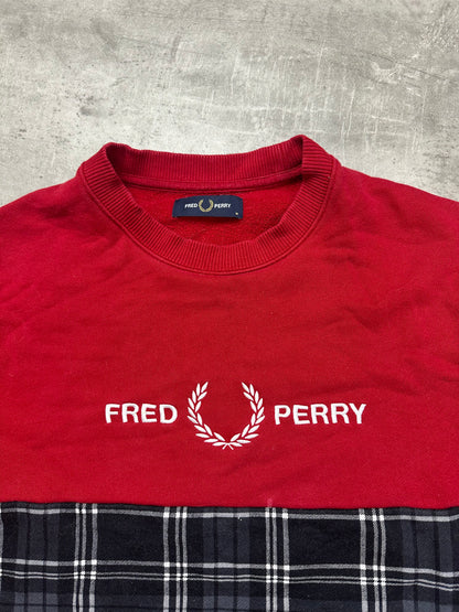 RED/NAVY VINTAGE FRED PERRY SWEATSHIRT KNIT - S/M
