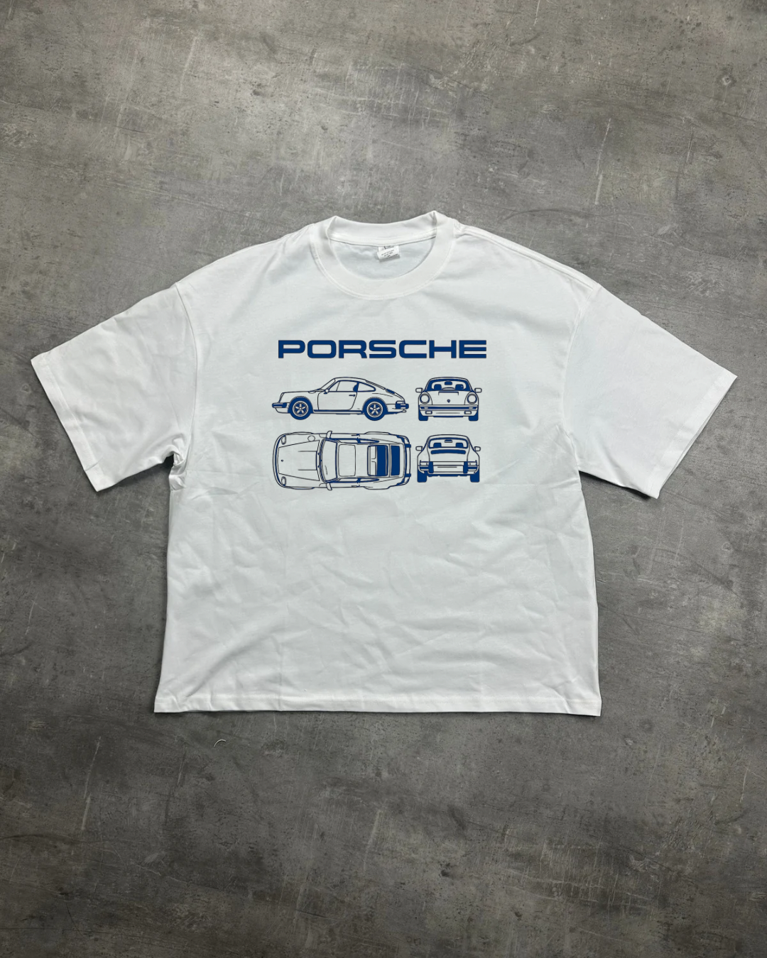 WHITE PORSCHE VIBES GRAPHIC T-SHIRT