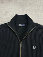 BLACK FRED PERRY ZIP SWEATSHIRT - L