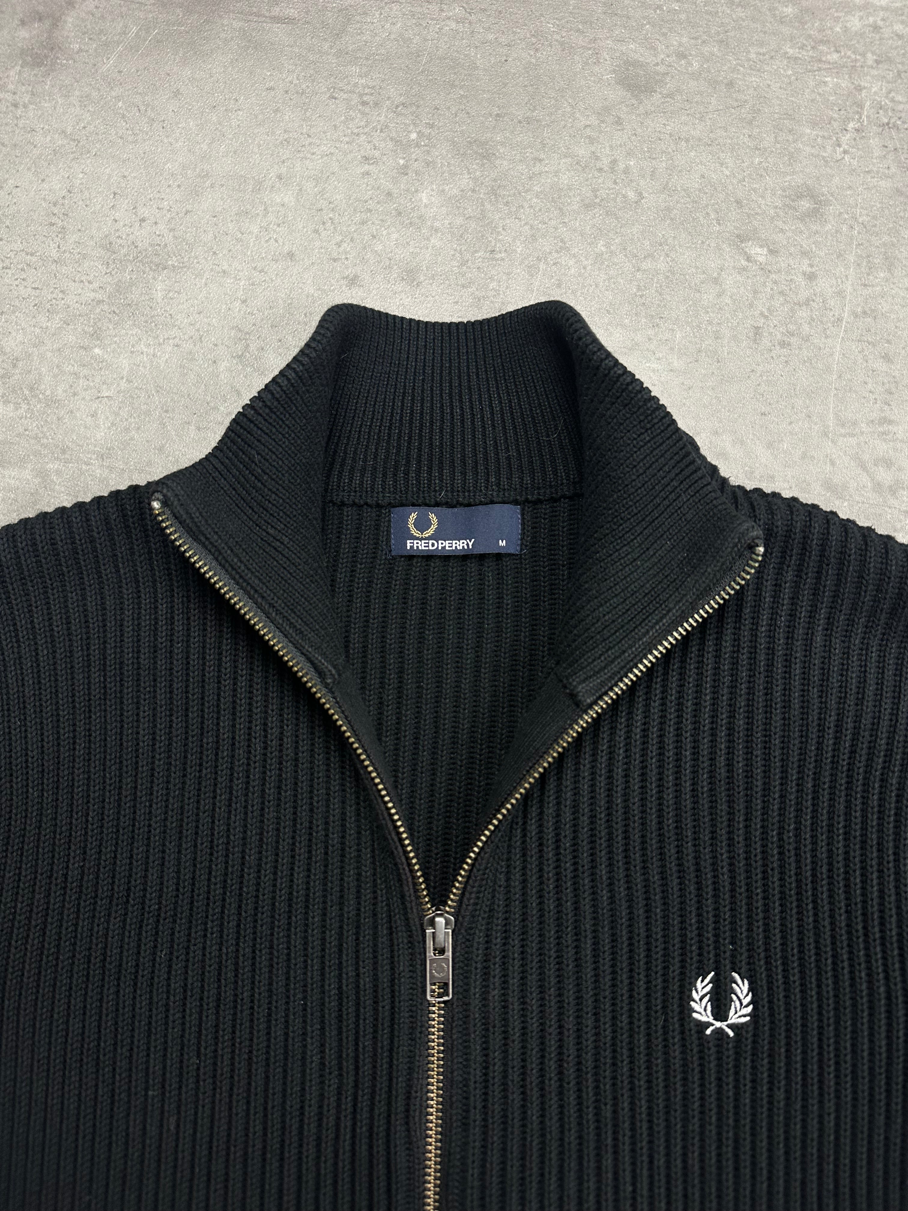 BLACK FRED PERRY ZIP SWEATSHIRT - L