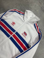 WHITE/RED VINTAGE ADIDAS RETRO GREAT BRITAN TRACKJACKET (W) - 2000s - S/M