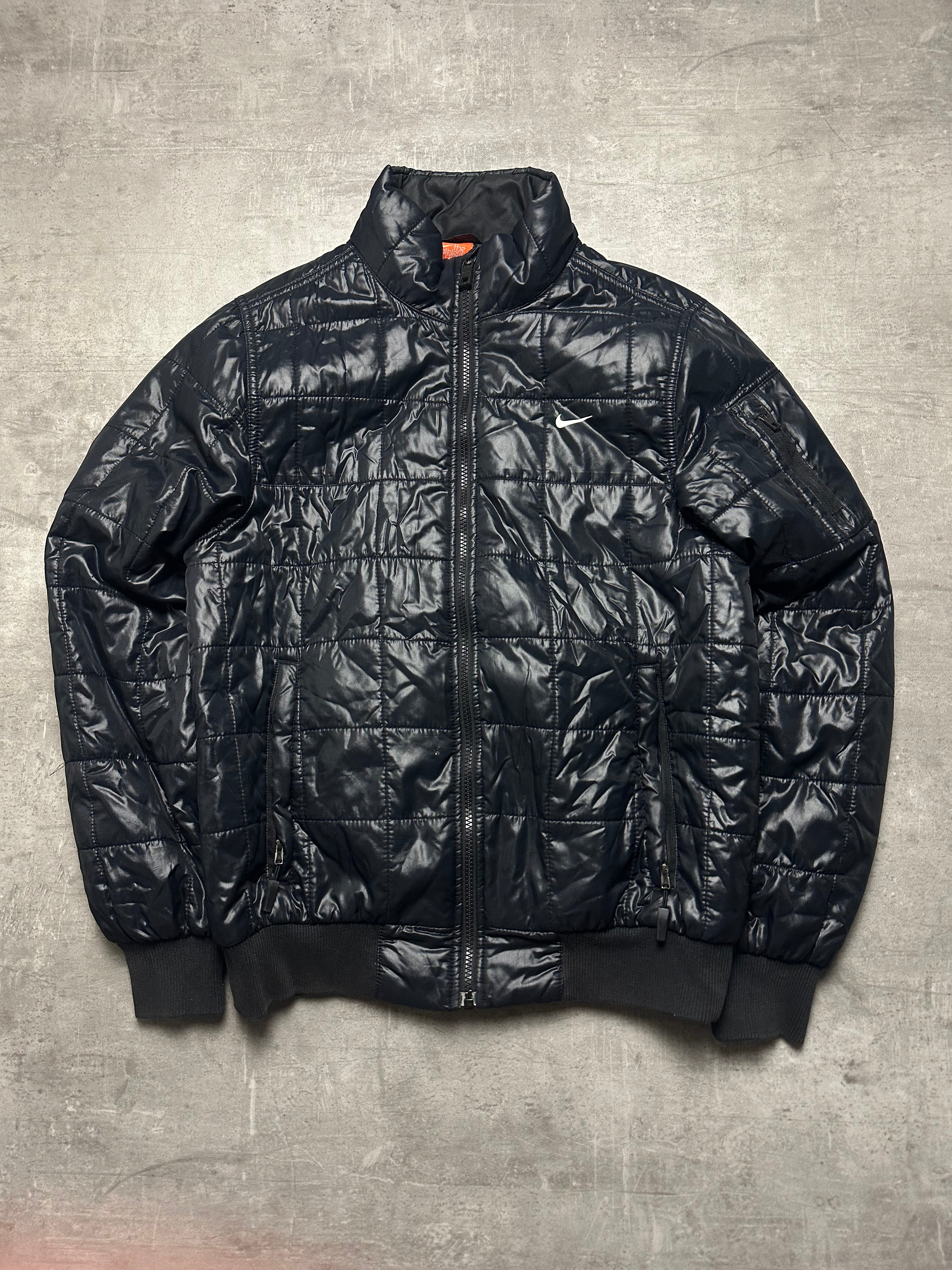 BLACK NIKE RETRO SHINY JACKET - 2000s - S/M