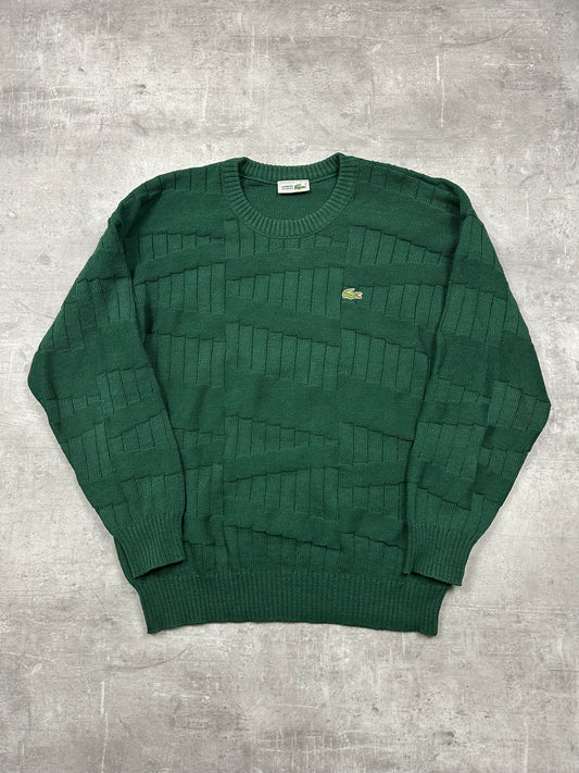 GREEN LACOSTE CABLE KNIT SWEATER - 2000s - L/XL