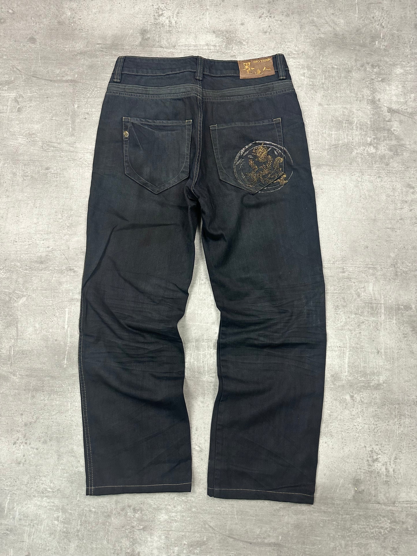 BLACK VINTAGE Y2K JAPANESE STYLE PRINT DENIM - 2000s - M