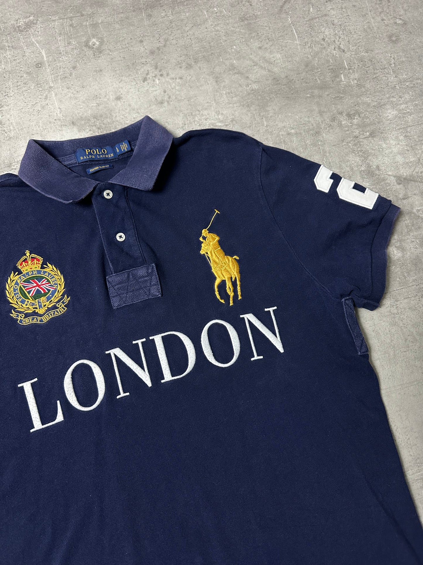 NAVY/WHITE POLO RALPH LAUREN BIG PONY LONDON POLOSHIRT - L