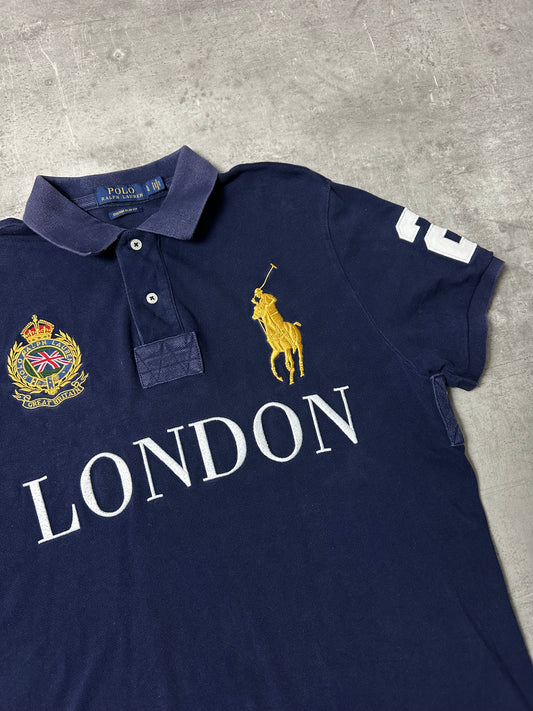 NAVY/WHITE POLO RALPH LAUREN BIG PONY LONDON POLOSHIRT - L