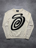 CREAM/BLACK STÜSSY KNIT SWEATSHIRT - M/L