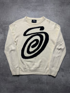 CREAM/BLACK STÜSSY KNIT SWEATSHIRT - M/L