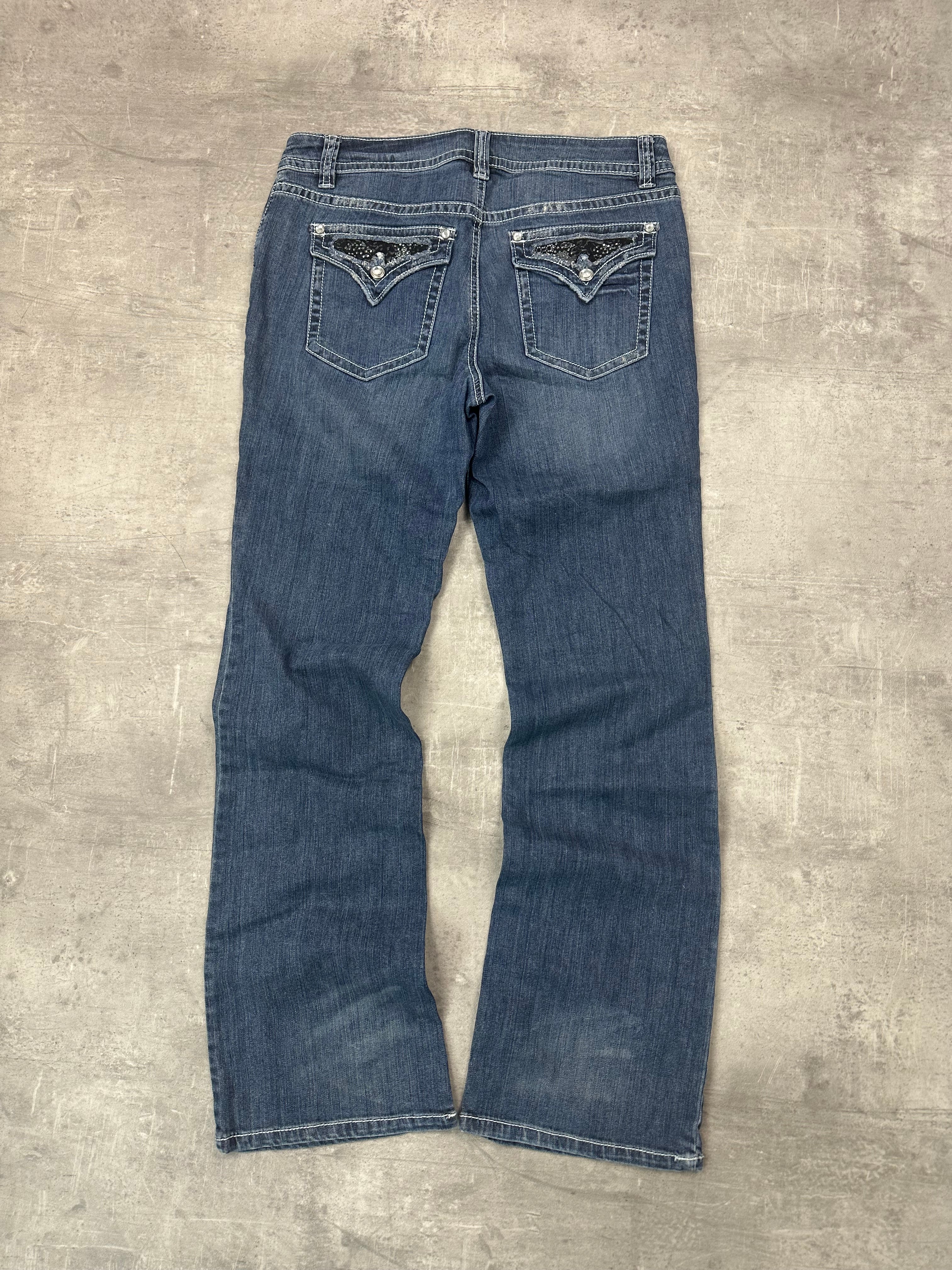 BLUE VINTAGE Y2K MISS ME STYLE BOOTCUT DENIM - 2000s - S/M
