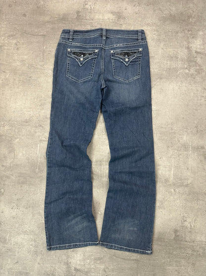 BLUE VINTAGE Y2K MISS ME STYLE BOOTCUT DENIM - 2000s - S/M