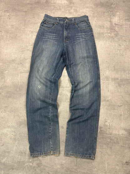 BLUE WASHED VINTAGE Y2K JAPANESE STYLE PRINT DENIM - 2000s - M/L