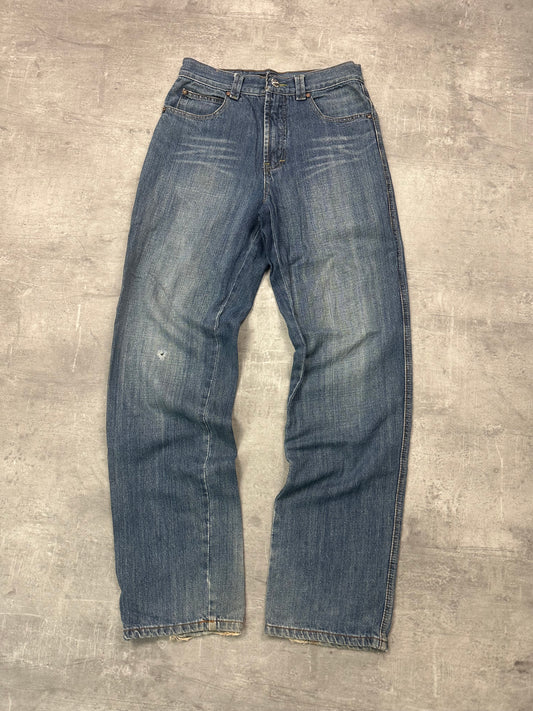 BLUE WASHED VINTAGE Y2K JAPANESE STYLE PRINT DENIM - 2000s - M/L