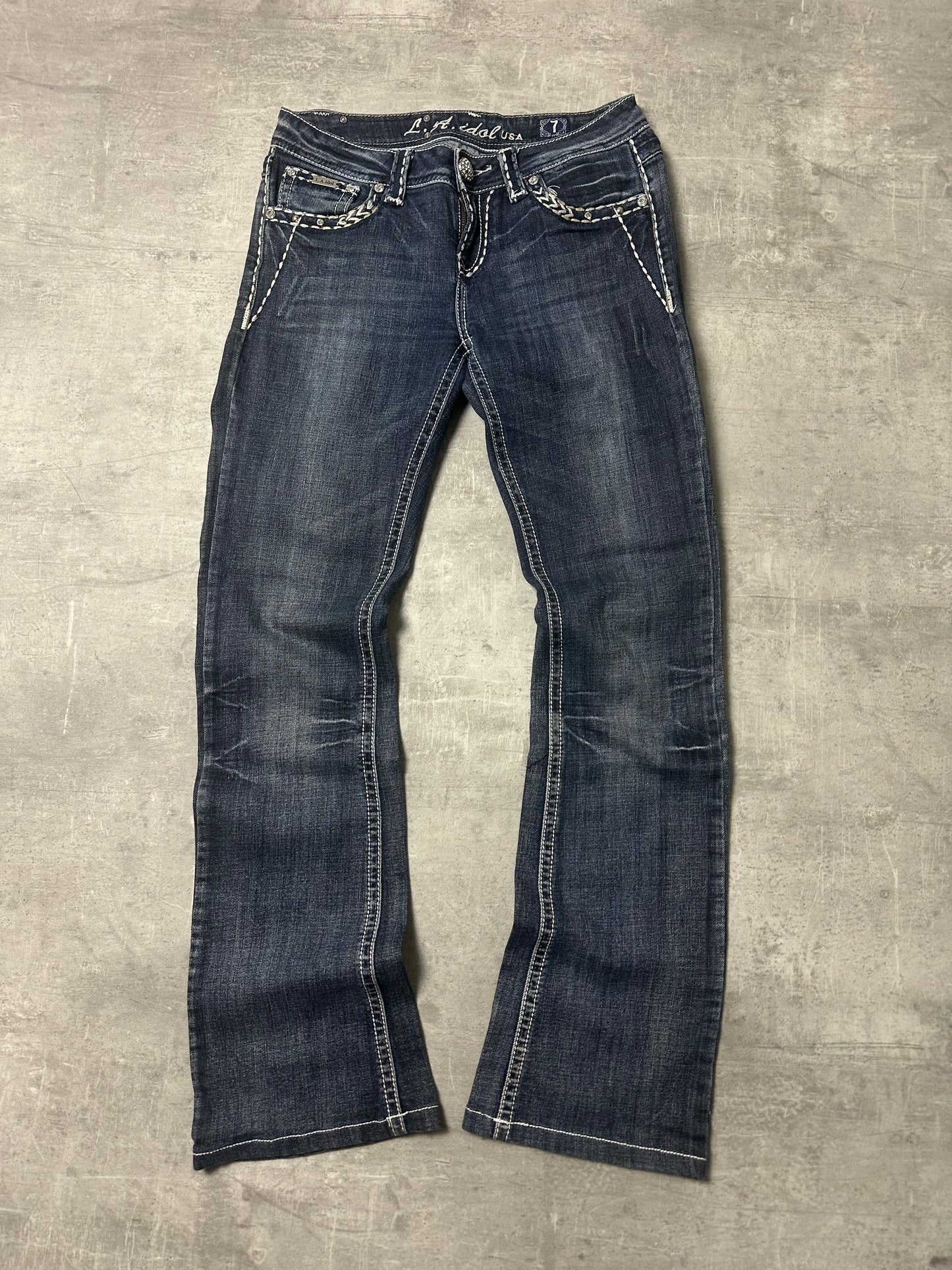 BLUE VINTAGE Y2K MISS ME STYLE BOOTCUT DENIM - S