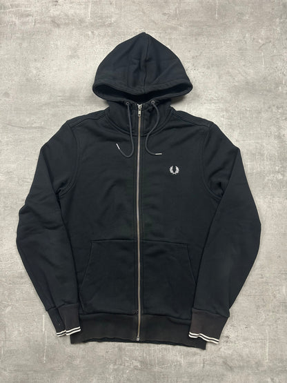 BLACK FRED PERRY ZIP HOODIE - S/M
