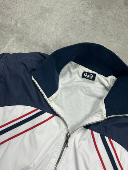 WHITE/NAVY VINTAGE DOLCE&GABANNA SPORT BOMBER JACKET RARE - 2000s - M