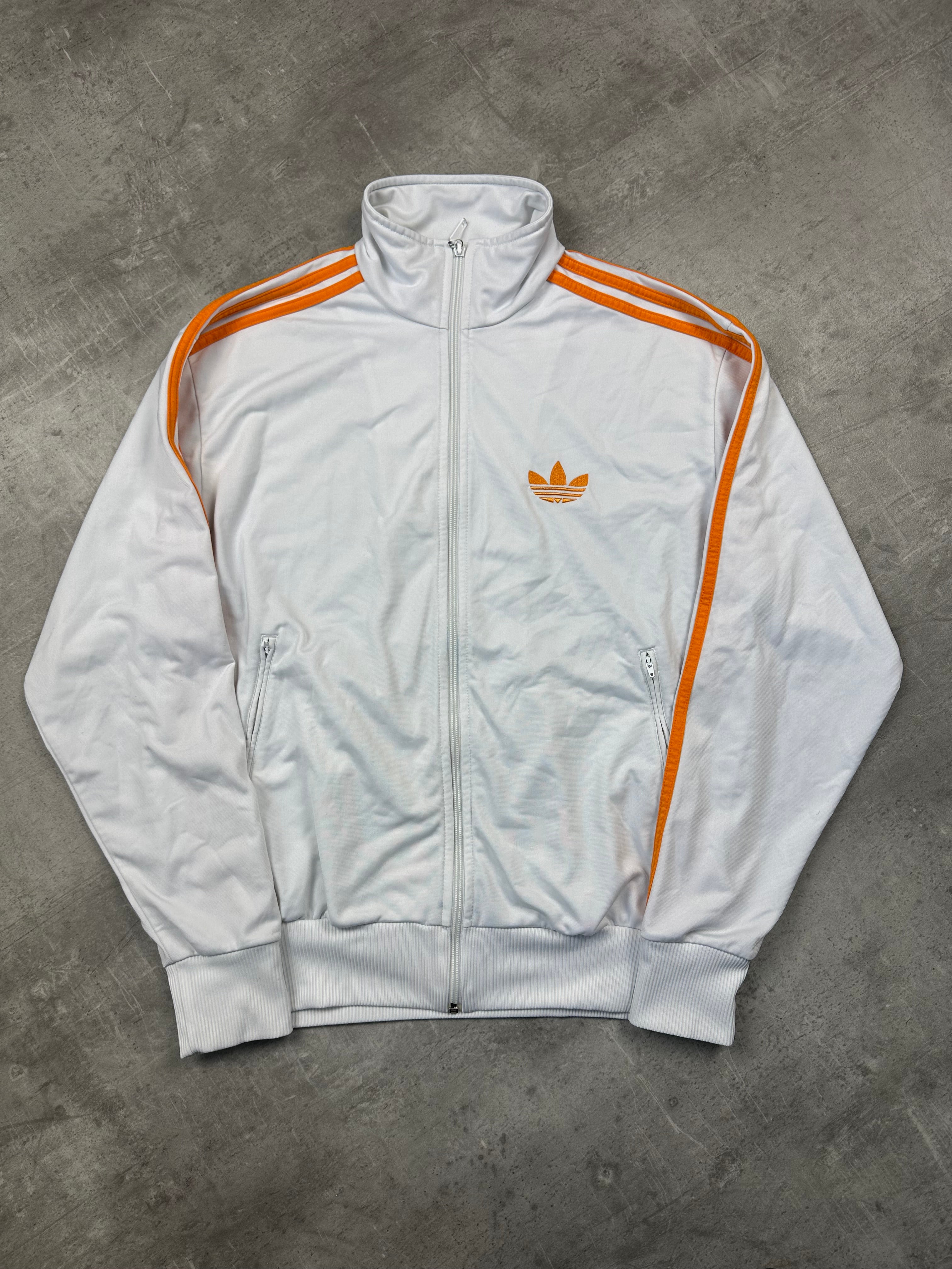 WHITE/ORANGE VINTAGE ADIDAS FIREBIRD TRACK JACKET - 2000s - M/L