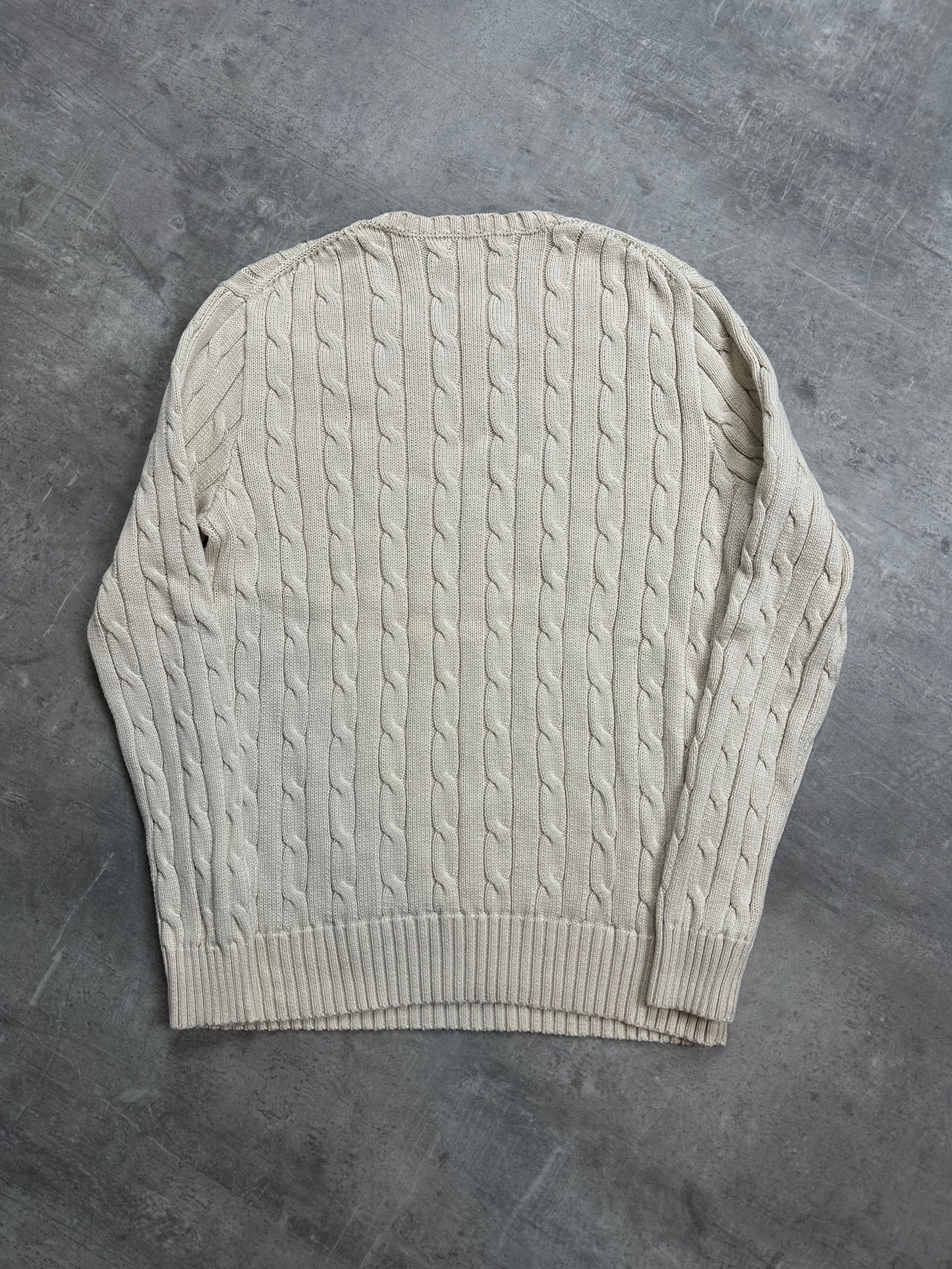 CREME VINTAGE POLO RALPH LAUREN CABLE KNIT SWEATER (W) - S/M
