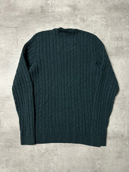 DARK GREEN LACOSTE WOOL KNIT PULLOVER - M