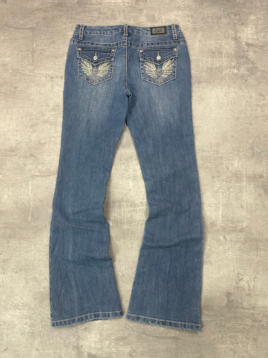 BLUE VINTAGE Y2K MISS ME STYLE BOOTCUT DENIM - 2000s - S