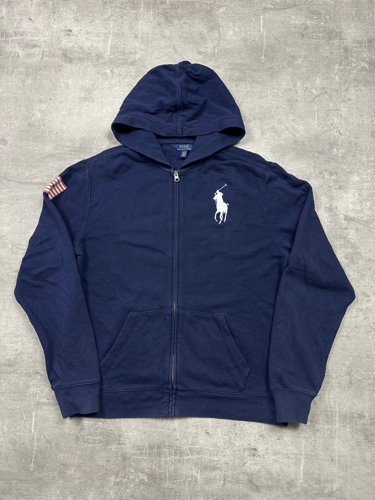 NAVY POLO RALPH LAUREN USA ZIP HOODIE - M/L