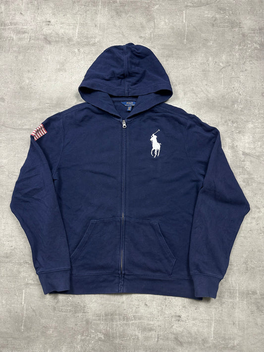 NAVY POLO RALPH LAUREN USA ZIP HOODIE - M/L