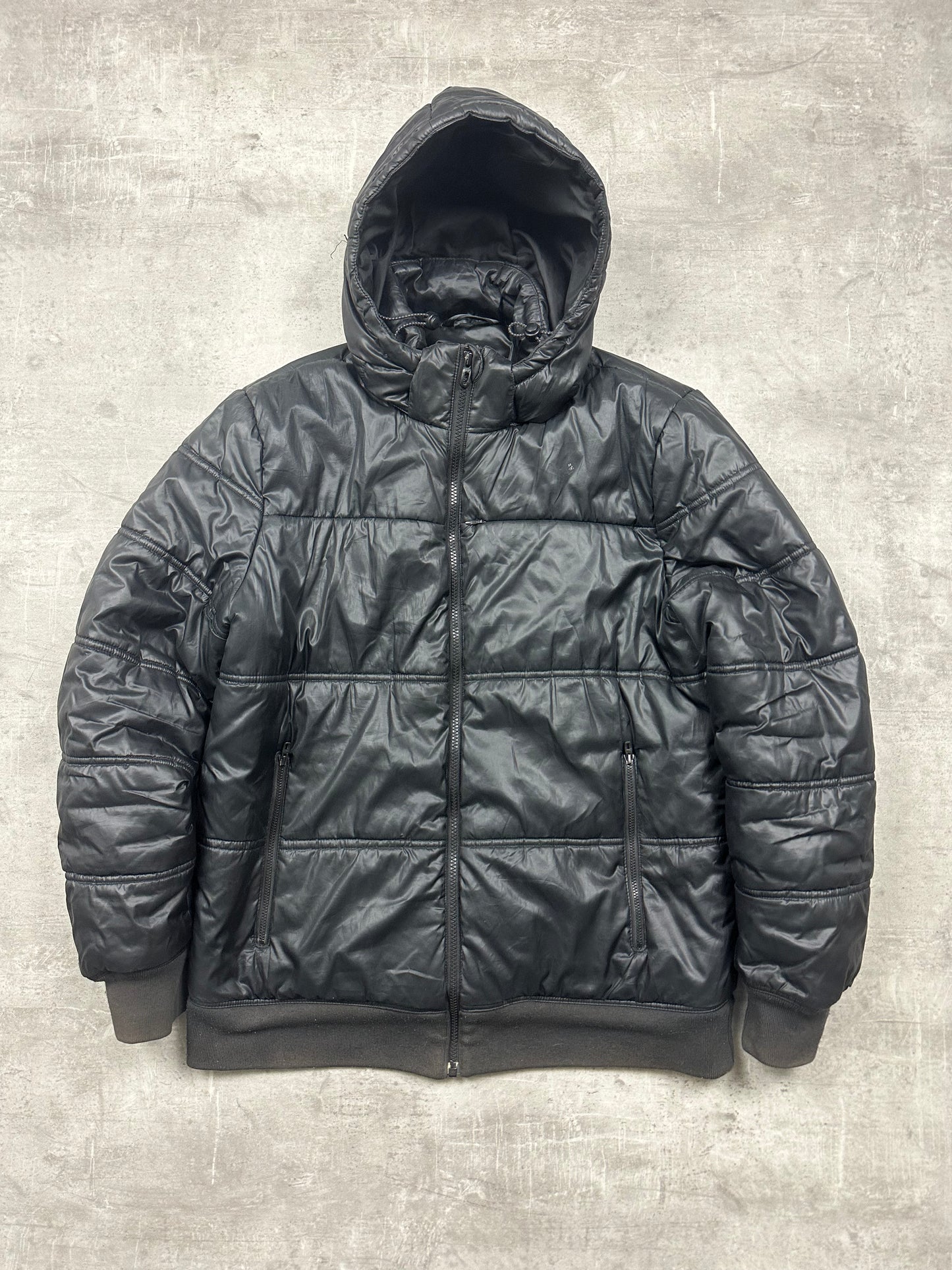 BLACK VINTAGE ADIDAS DOWN PUFFER JACKET - 2000s - L/XL