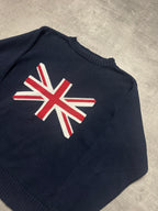 BLUE/RED FRED PERRY UK KNIT SWEATER VERY RARE - M/L