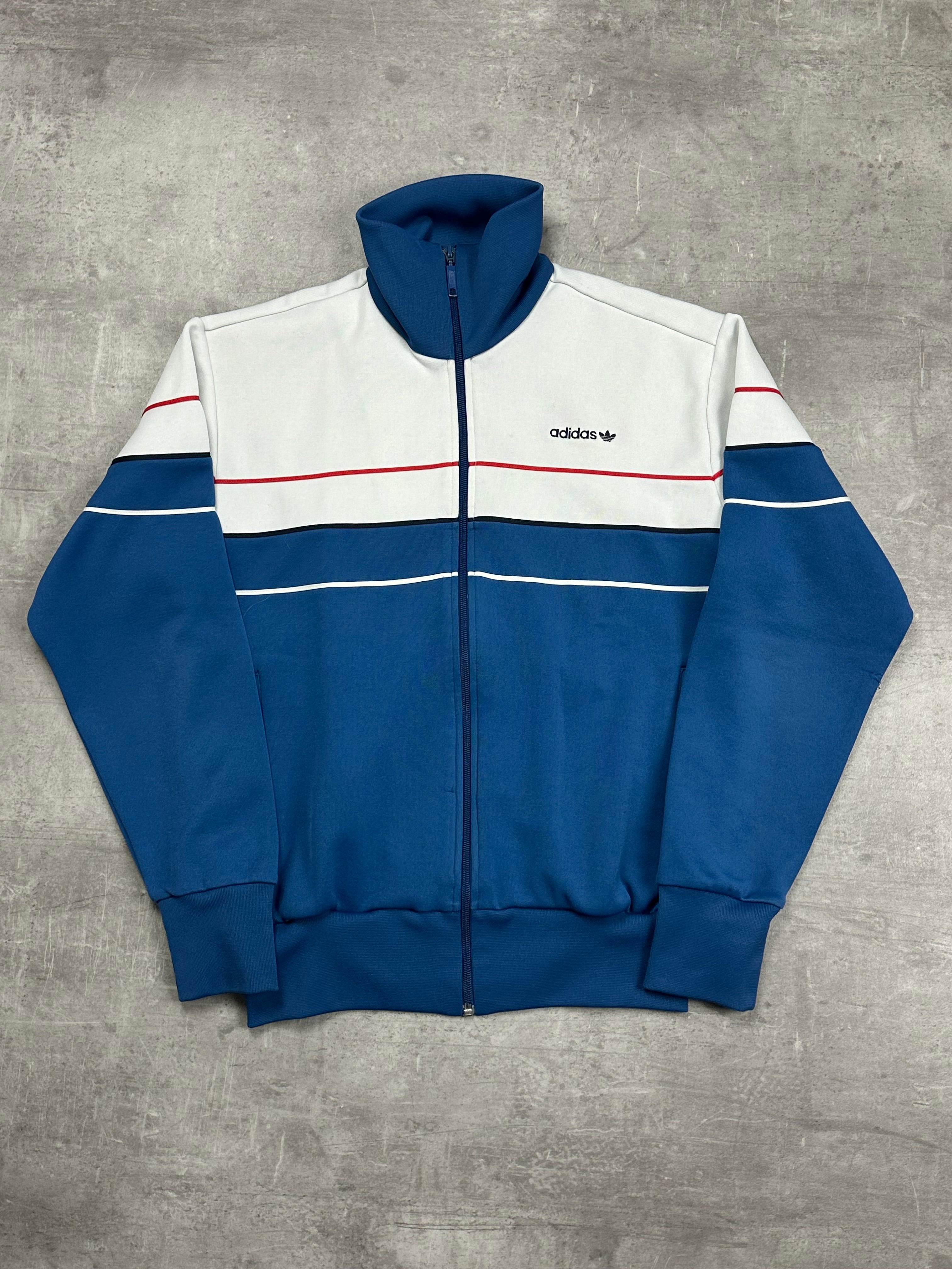 WHITE/BLUE VINTAGE ADIDAS RETRO FIREBIRD TRACKJACKET - 2000s - S/M