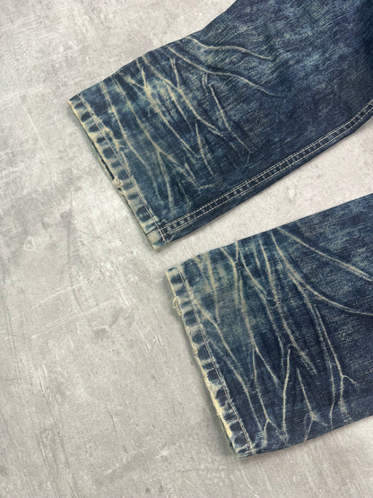 BLUE WASHED VINTAGE Y2K JAPANESE STYLE PRINT DENIM - 2000s - M/L