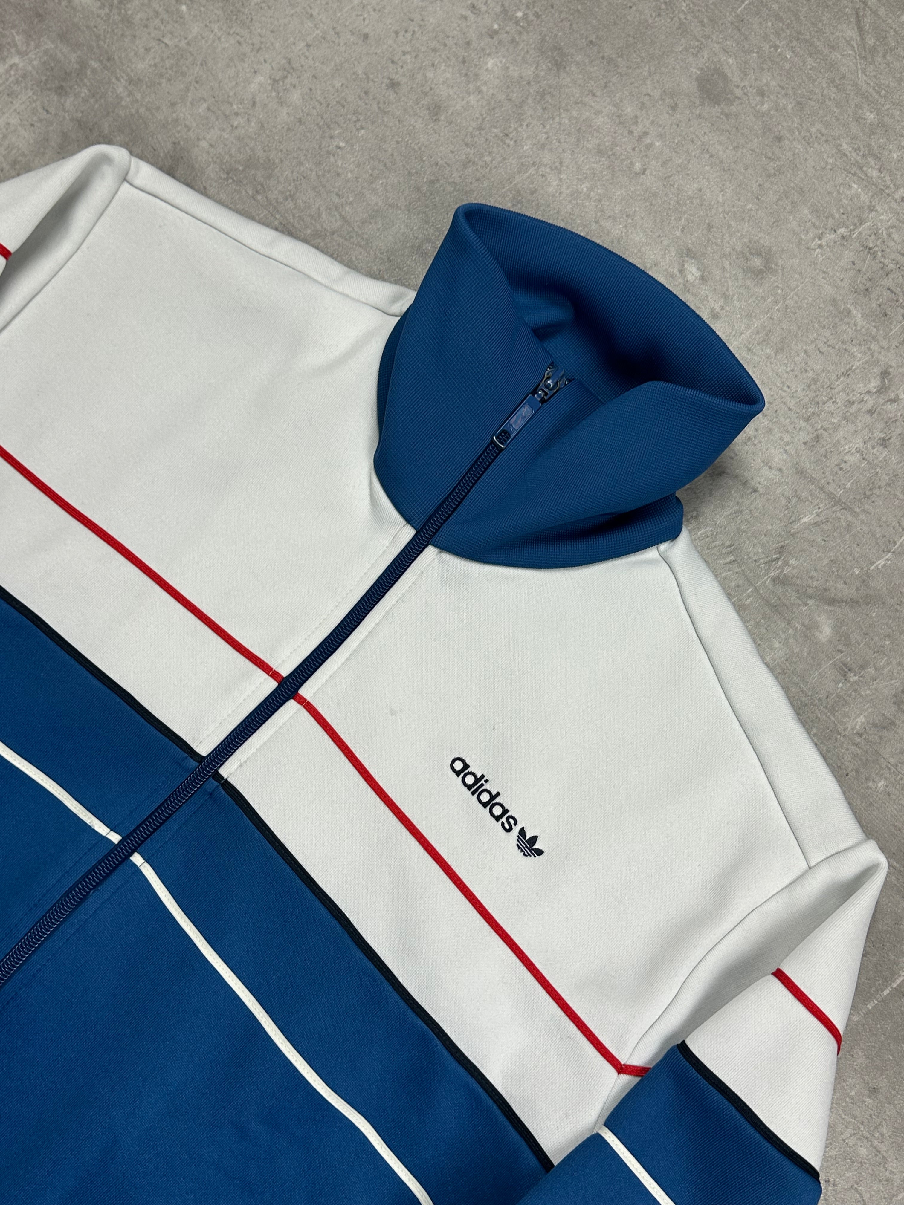 WHITE/BLUE VINTAGE ADIDAS RETRO FIREBIRD TRACKJACKET - 2000s - S/M