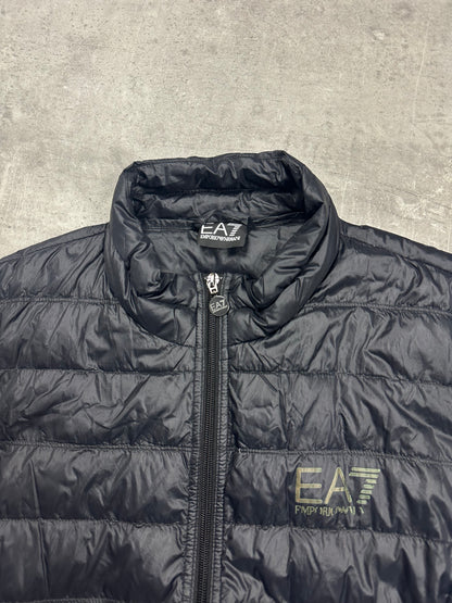 BLACK/GREY VINTAGE EMPORIO ARMANI EA7 DOWN PUFFER JACKET - M/L