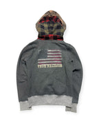 GREY VINTAGE TRUE RELIGION EMBROIDERY USA ZIP HOODIE RARE (W)