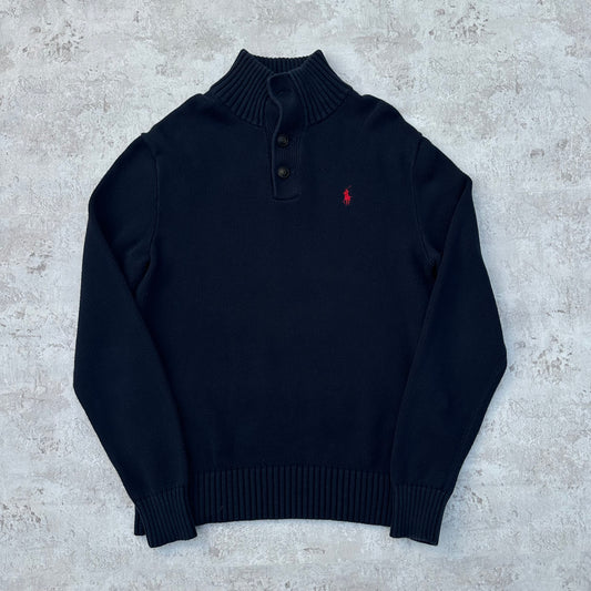 NAVY POLO RALPH LAUREN KNIT HALF ZIP - S