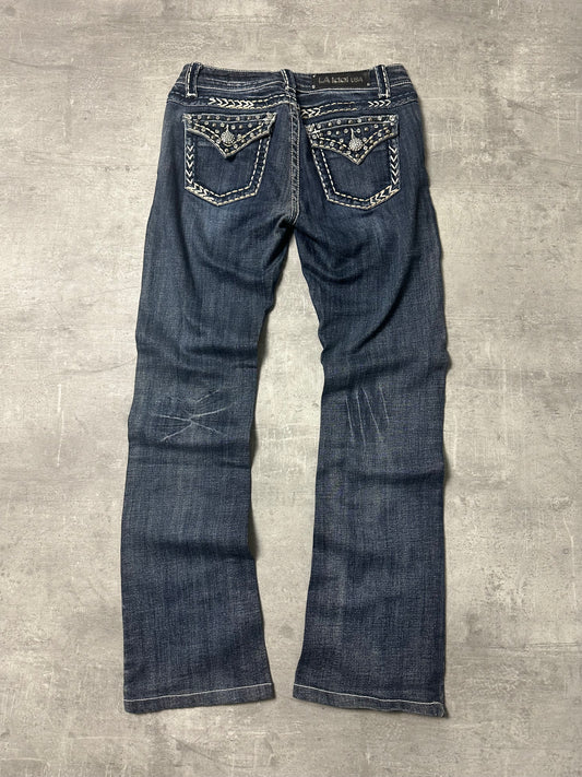BLUE VINTAGE Y2K MISS ME STYLE BOOTCUT DENIM - S