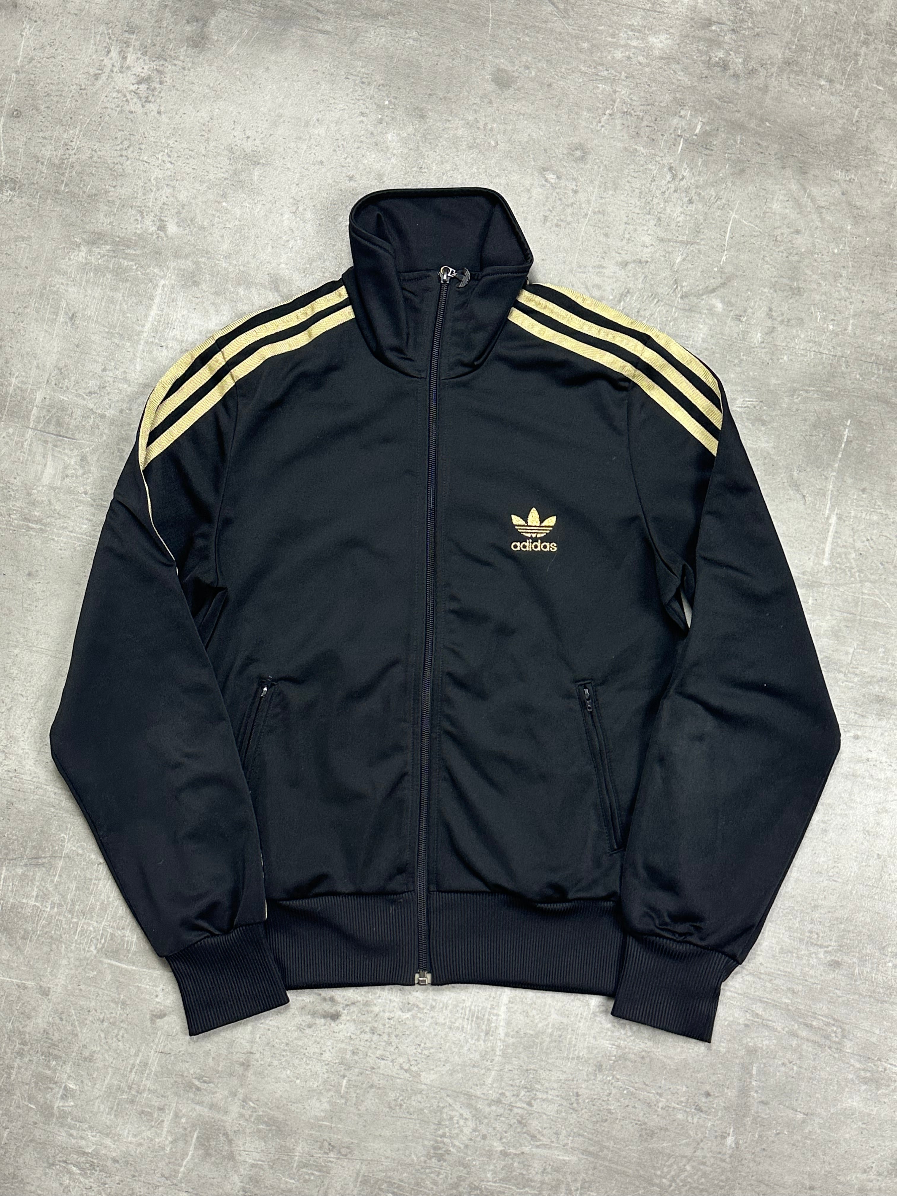 BLACK/GOLD VINTAGE ADIDAS RETRO TRACKJACKET (W) - 2000s - L